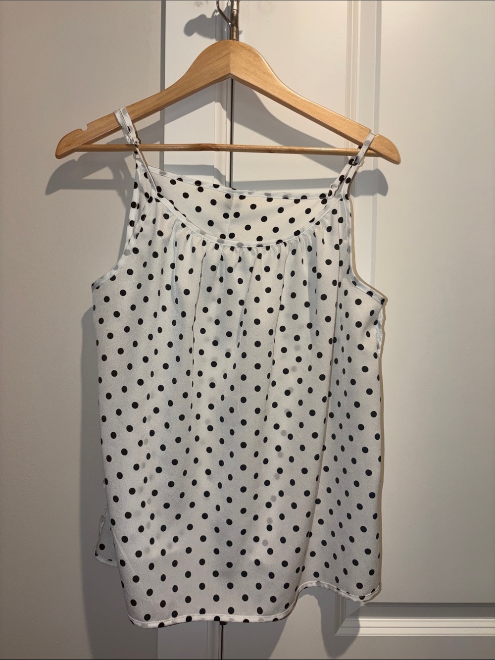 Polka Dot Spaghetti Strap Tank Top - White/Black